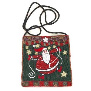Beaded Crossbody Bag Mini Bag Beaded Stars Christmas Santa Embellished Bag